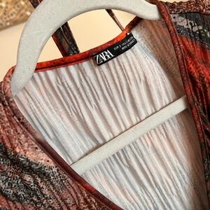 Zara Red and Brown Patterned Dress